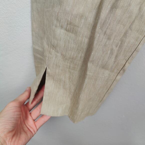 J Jill Linen Stretch Pants Womens Small Beige Ankle Pull On Beachy Preppy - Picture 3 of 8